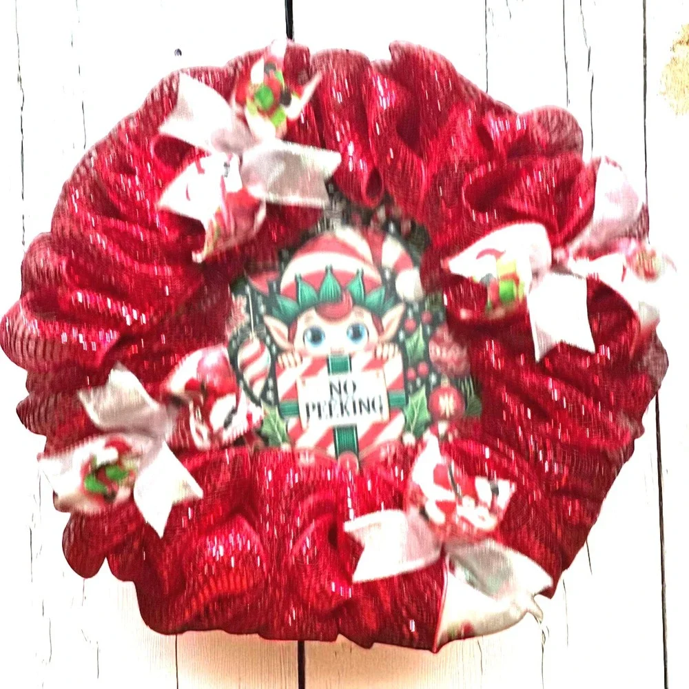 Handmade Mesh Christmas Wreath